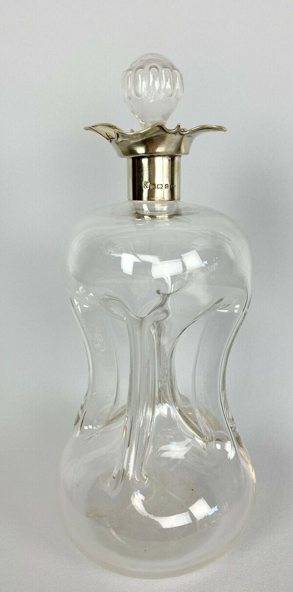 Carafe en verre soufflé et monture argent