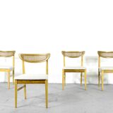 Very Rare Set Of 4 Vintage Midcentury Teak And Cane Bergere Chairs