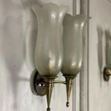 Suite of 4 wall lamps in bronze and murano glass, pier luigi colli and seguso, 1955