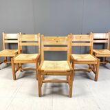 Set of 5 pine wood chairs by GM Mobler, 1960s