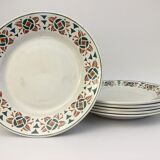Set of 6 flat plates stamped "k&g lunéville", model "mariette"