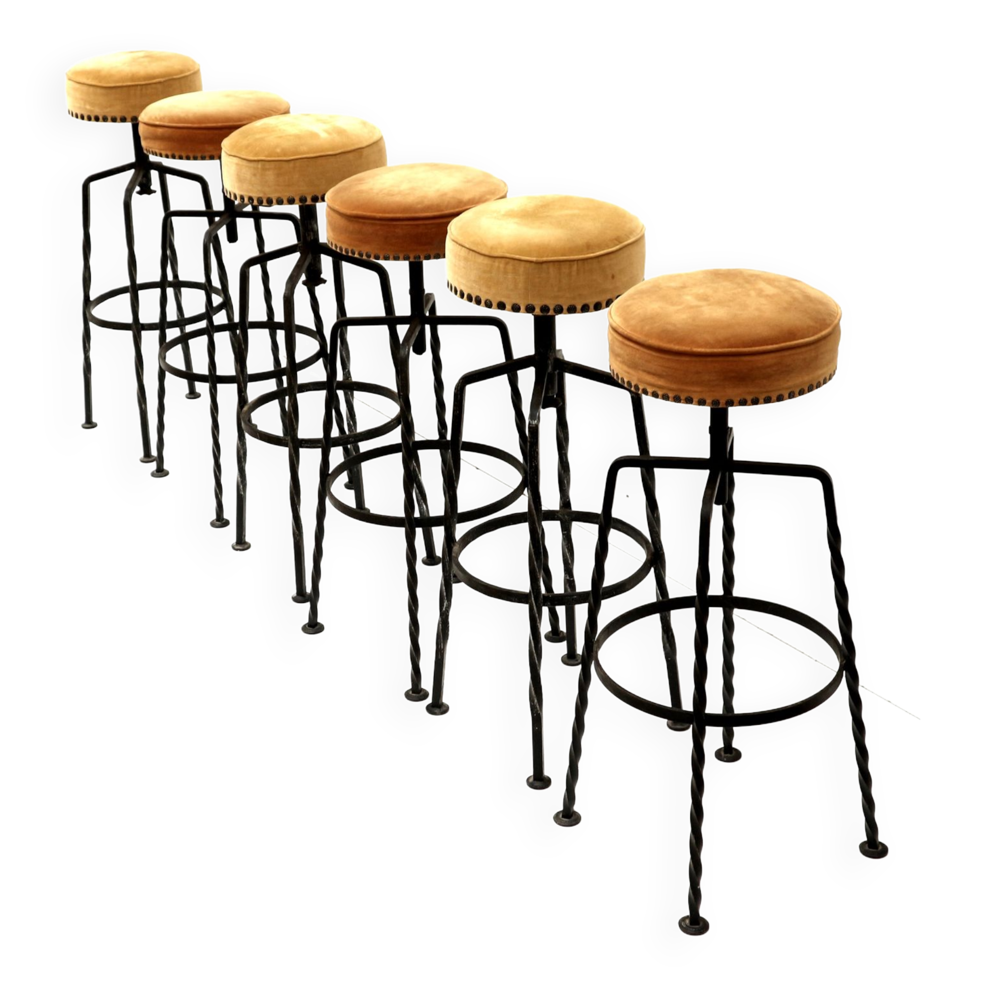 Set of six cast iron bar stools 1970s