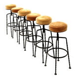 Set of six cast iron bar stools 1970s