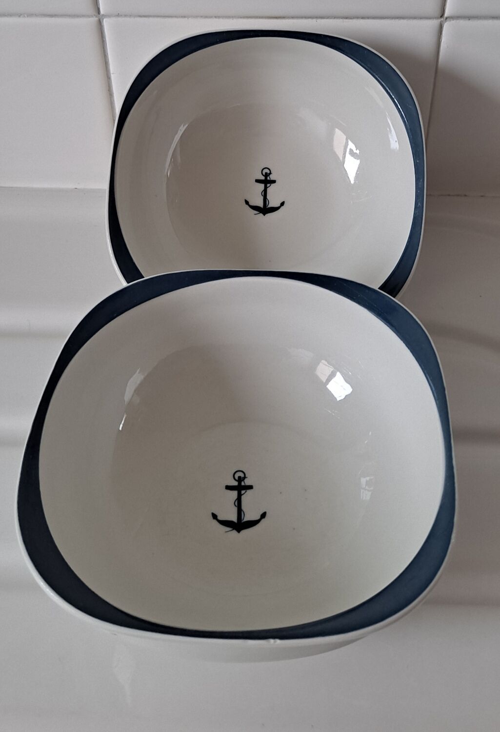 Bowls cups anchor decoration Sarreguemines