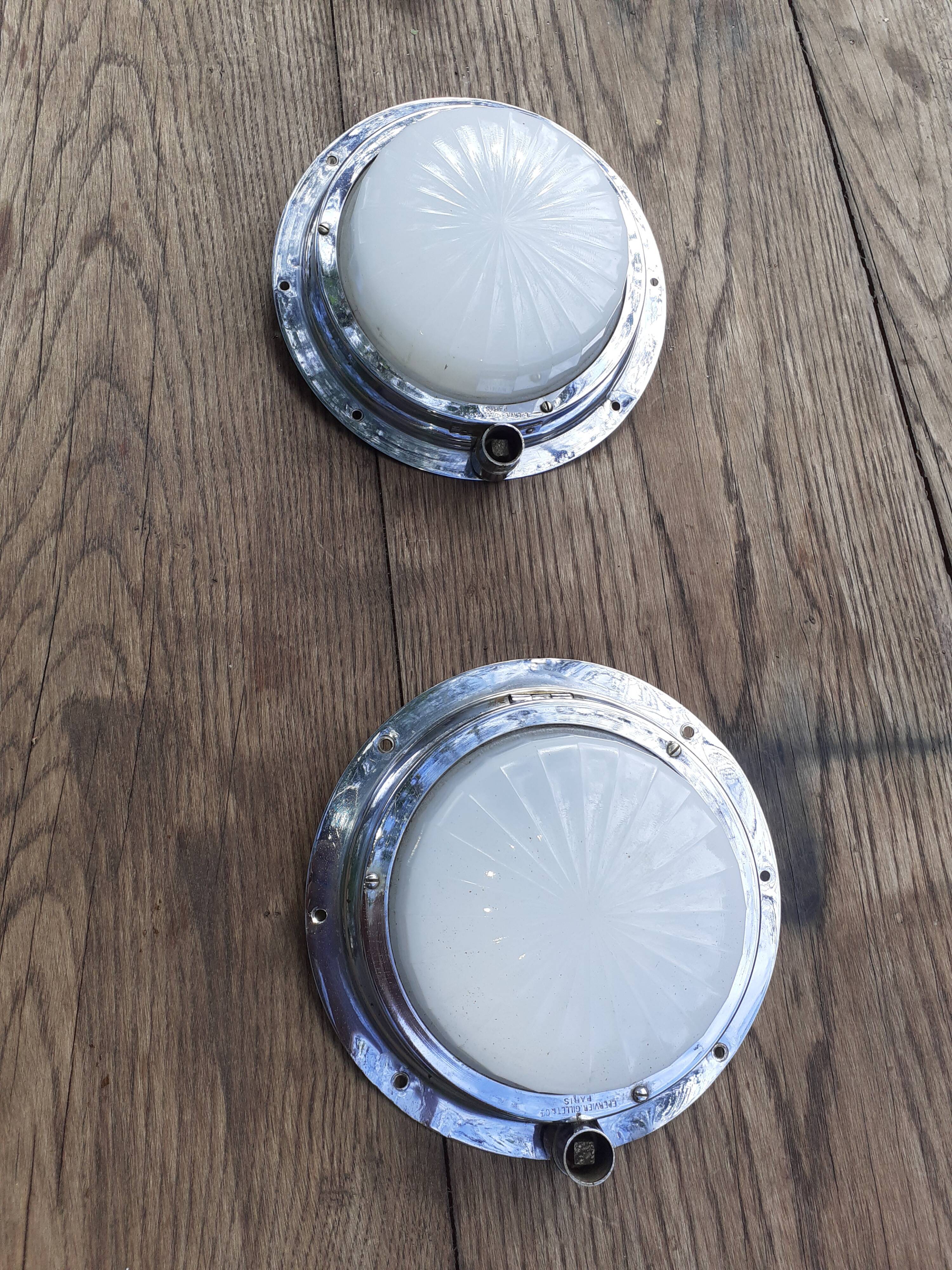 Pair of train wagon art-deco lamps