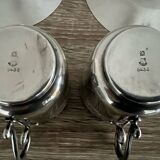 2 Gallia silver-plated cups and saucers with rooster and goat's head hallmarks, numbered