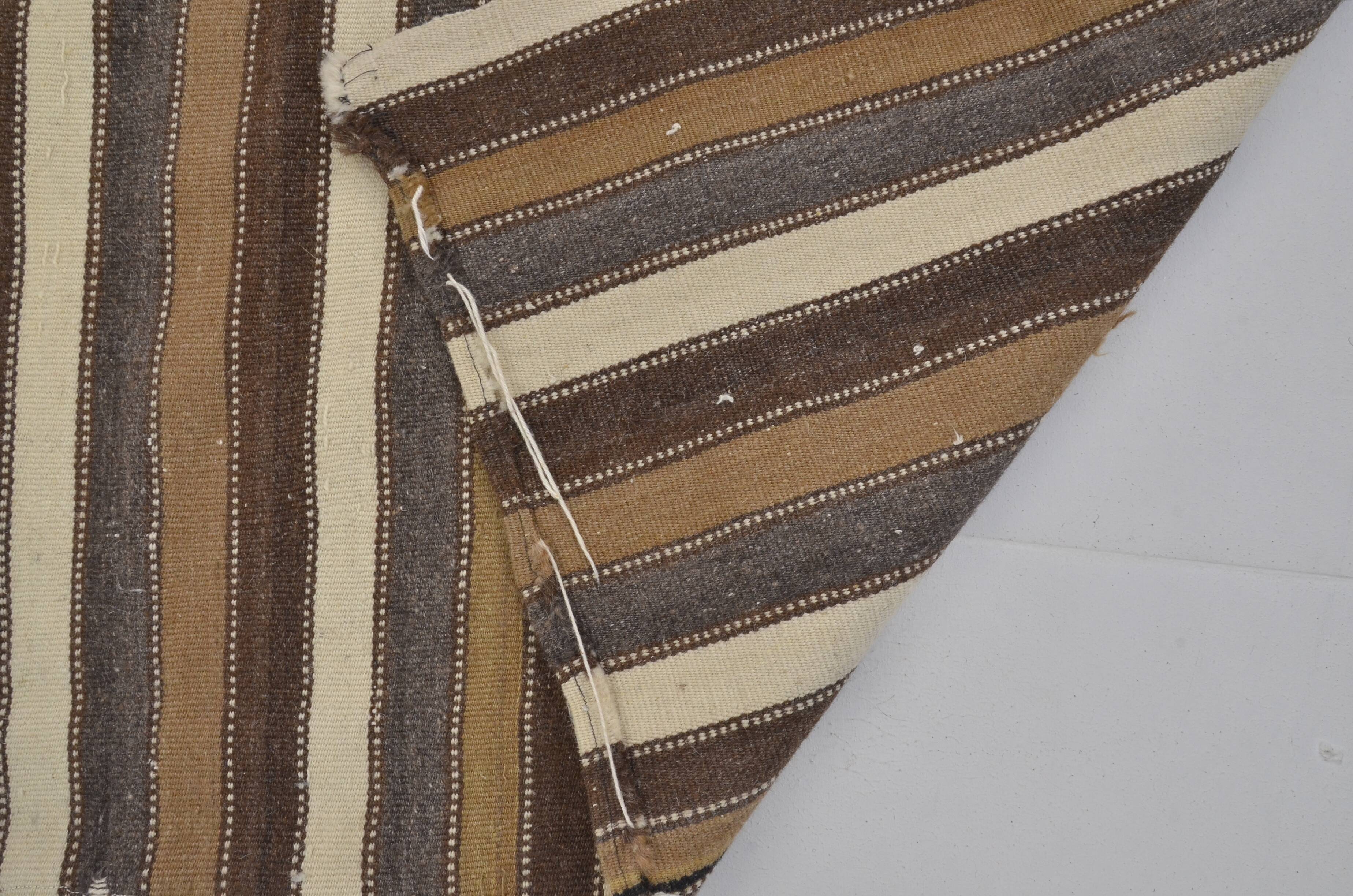 Turkish Neutral Stripe Kilim Rug sku 1655