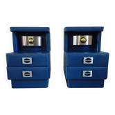 Rare pair of space age bedside tables in faux leather and brushed aluminium from the 1970s.