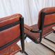 Set of 4 Vintage Quilted Leather Dining Chairs: Black Metal Base