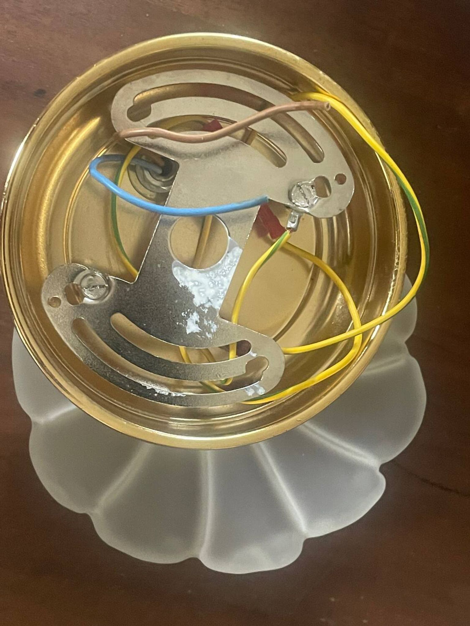 Pair of vintage polished glass shell sconces