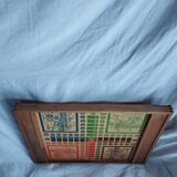 Plateau de jeu ancien en bois, jeu des petits chevaux et jeu de dames