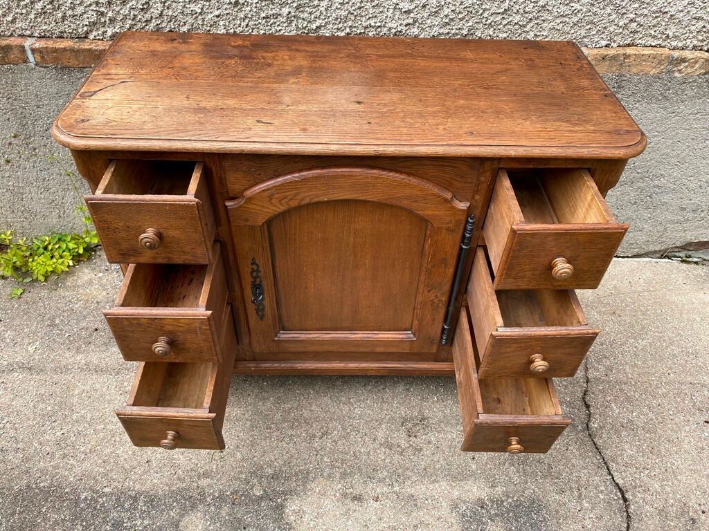 Buffet solid oak storage cabinet 1 door 6 drawers