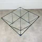 Pyramidal steel wire and glass coffee table