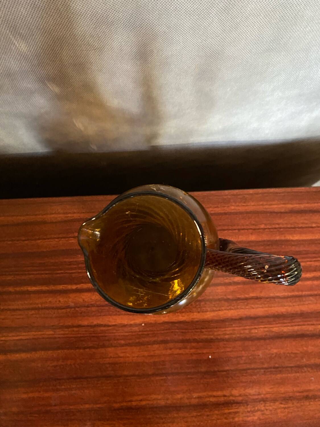 Antique Carafe CF Blown Glass Orange Amber Vintage #B842