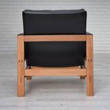1960s, Danish lounge chair, original condition, furniture leather, solid oak wood.