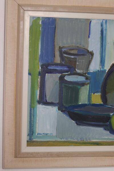 Original mid-century Swedish oil on canvas – “Still Life” by Arthur Nilsson – vintage & framed – 62 × 71 cm