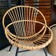 Old vintage metal foot rattan chair