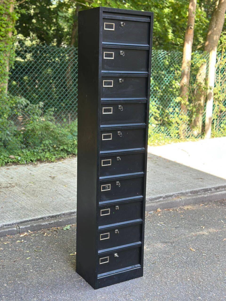 Industrial storage column cabinet Bisley in black metal