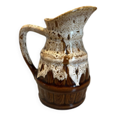 Pichet, cruche en céramique vintage - Effet émail moucheté et relief