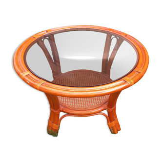 Rattan lounge table and smoked glass