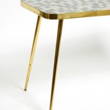 Beautiful Mid Century Modern brass side table with mosaic surface by Münche