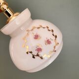 Vintage white opaline wall lamp with shade
