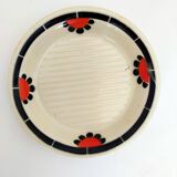 old vintage soap holder Art Deco earthenware wolf mill toledo color white, red and black
