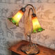Brass lamp and glass paste water lily leaves