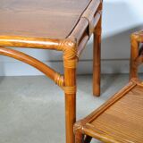 Rattan trundle table 1980