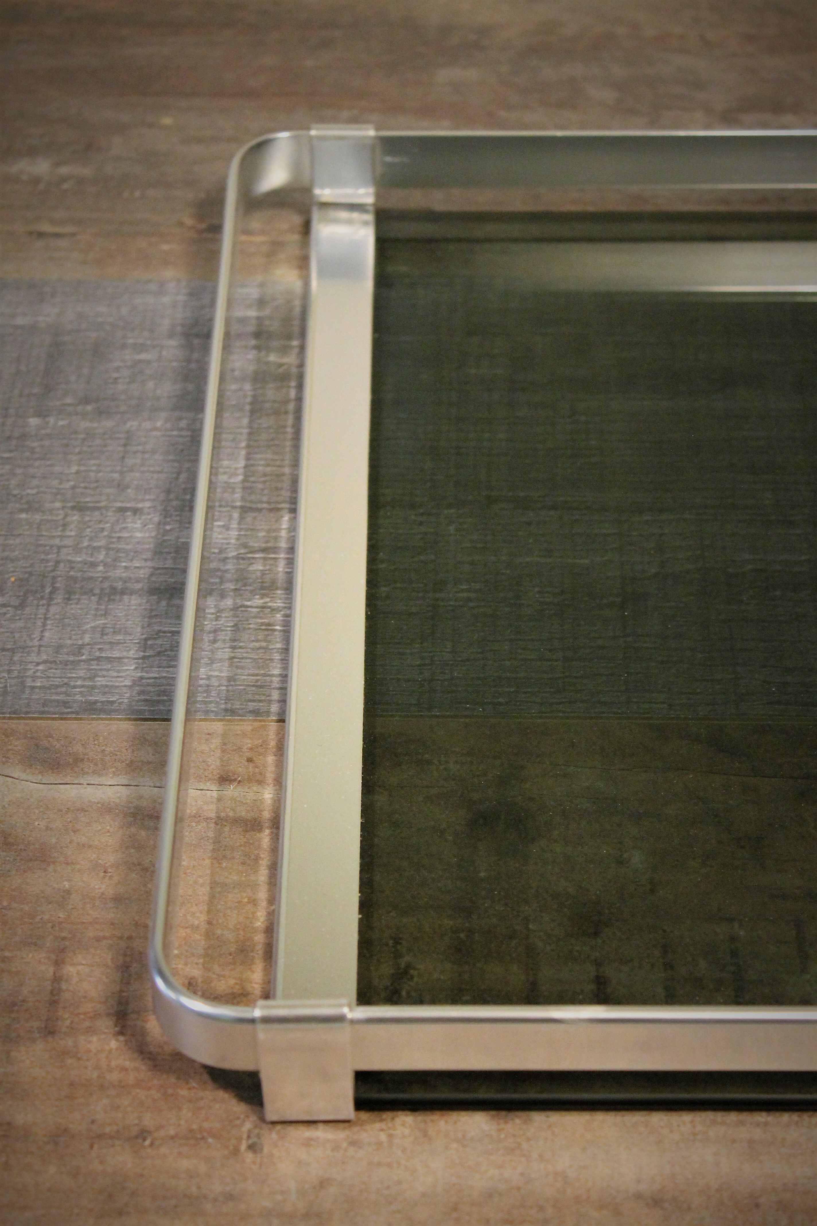 Metal plate & design glass Italian 1970