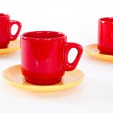 Set of ceramic mugs, Italian design, 1980s, made in Italy