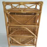 Dresser rattan blond 3 drawers years 70/80
