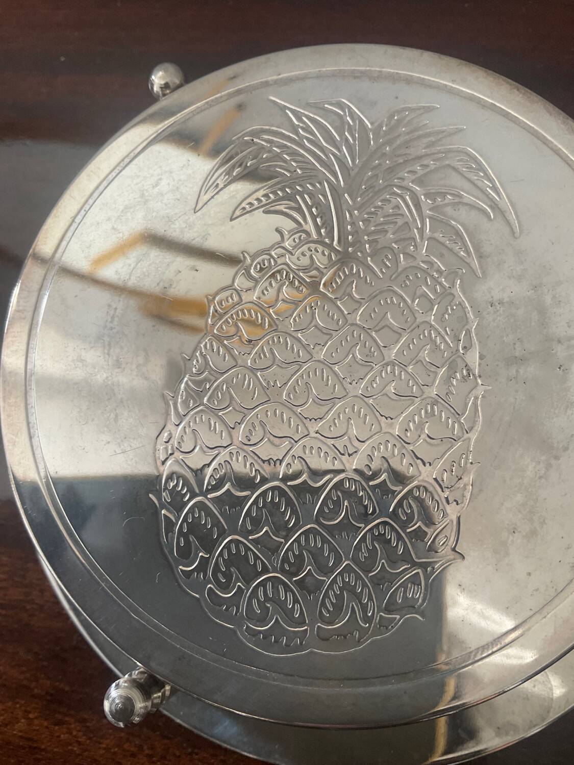 Vintage Silver Metal Coaster Set