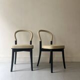 set of 2 chairs in ash and beige leather "Goteborg" by Gunnar Asplund for Cassina, design 1990