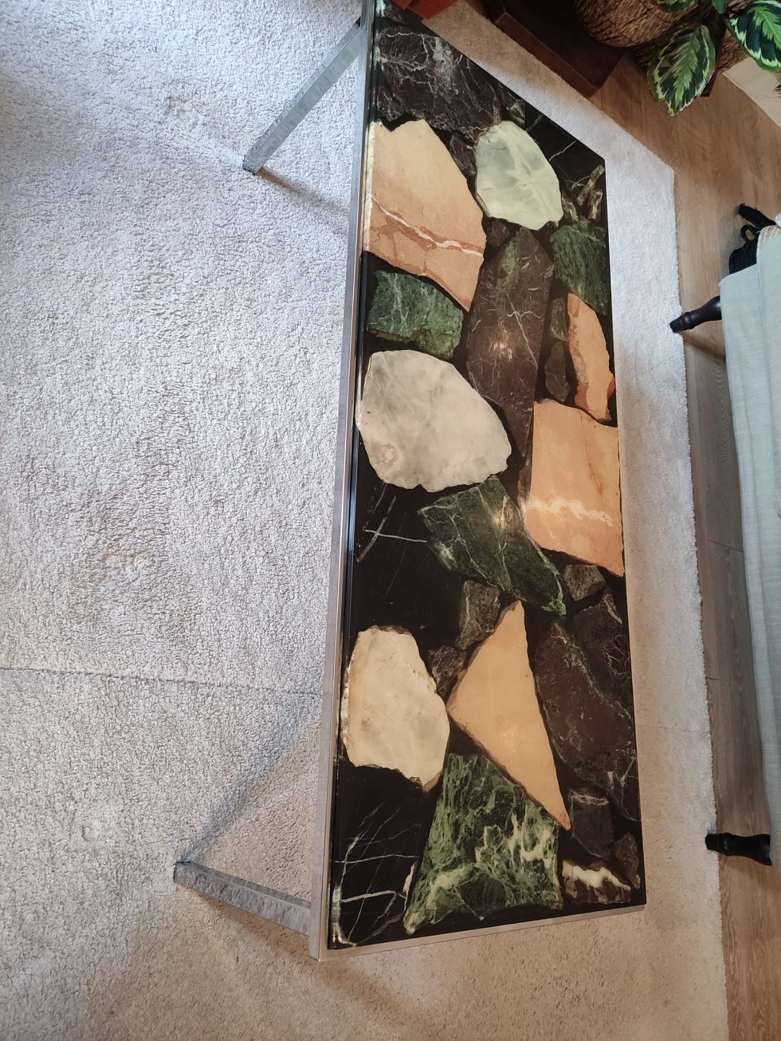 70s vintage chrome and resin coffee table