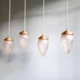 Pendant in satin-finished crystal cut into a point (4 available), early 20th century.