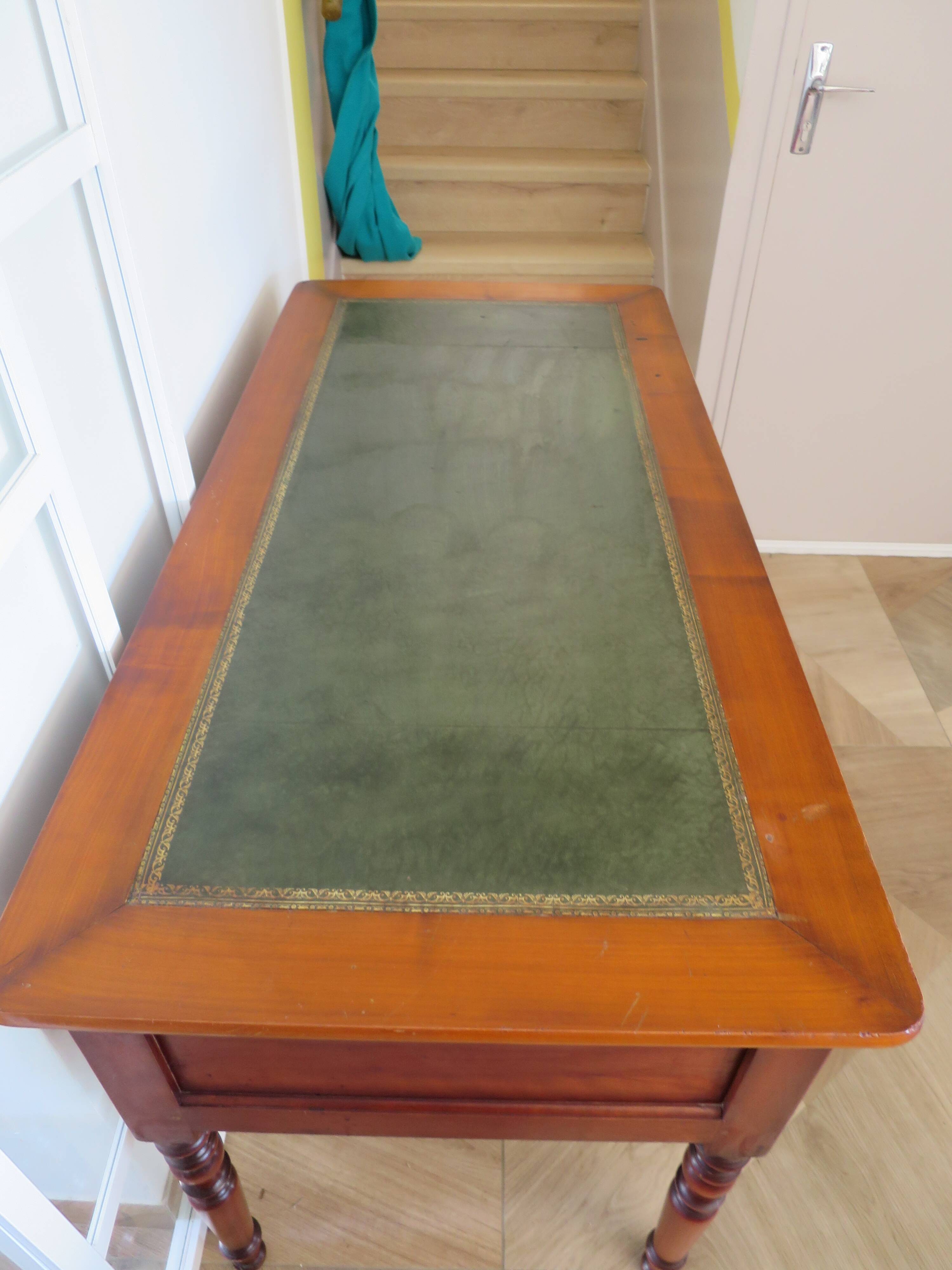 Minister's desk - 5 drawers - large top - cherry wood - Louis Philippe style