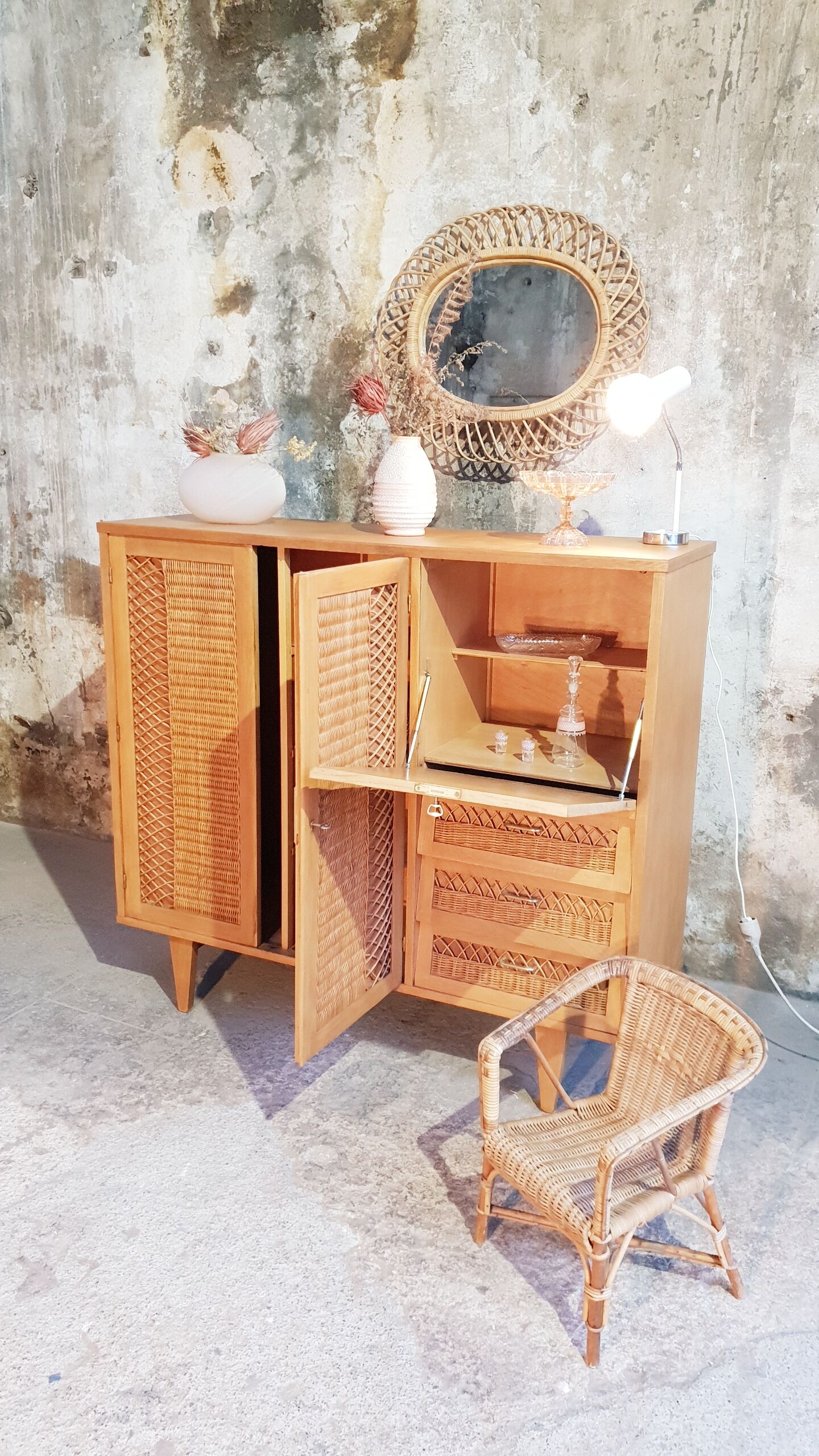 Rattan cabinet cabinet