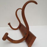 Antique wooden coat rack equipped with 2 parrot heads, walnut color
