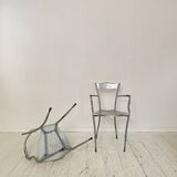 Set of French Armchairs in Metal and Copper, 1980s