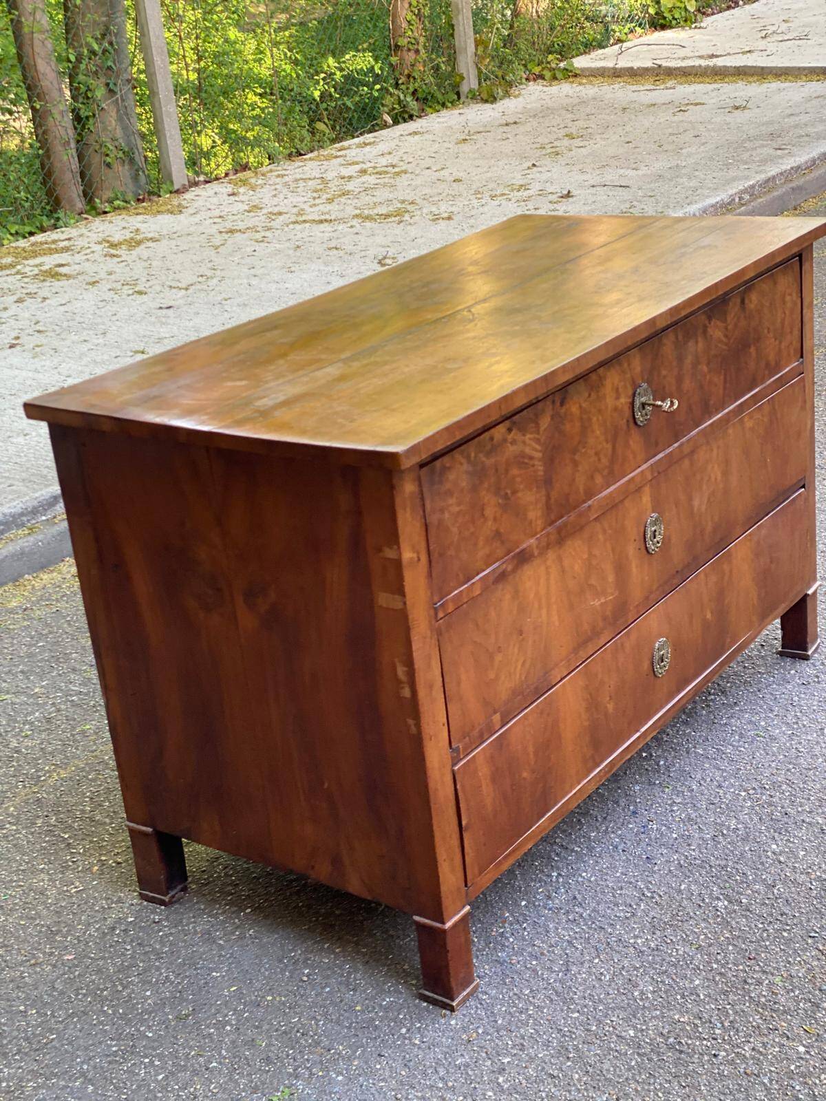 Vintage Louis Philippe walnut commode from the 19th century.
