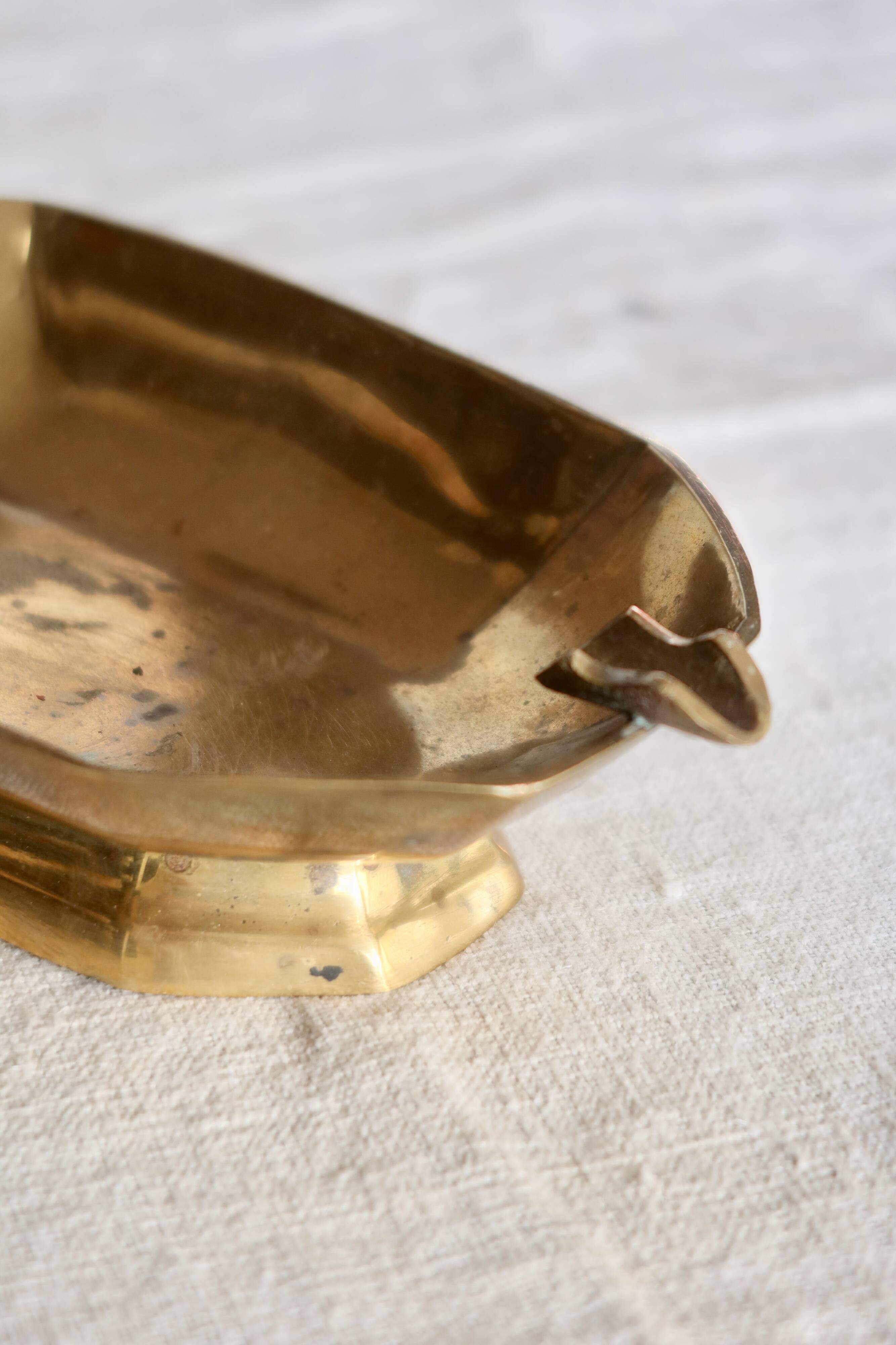 Antique patinated brass ashtray