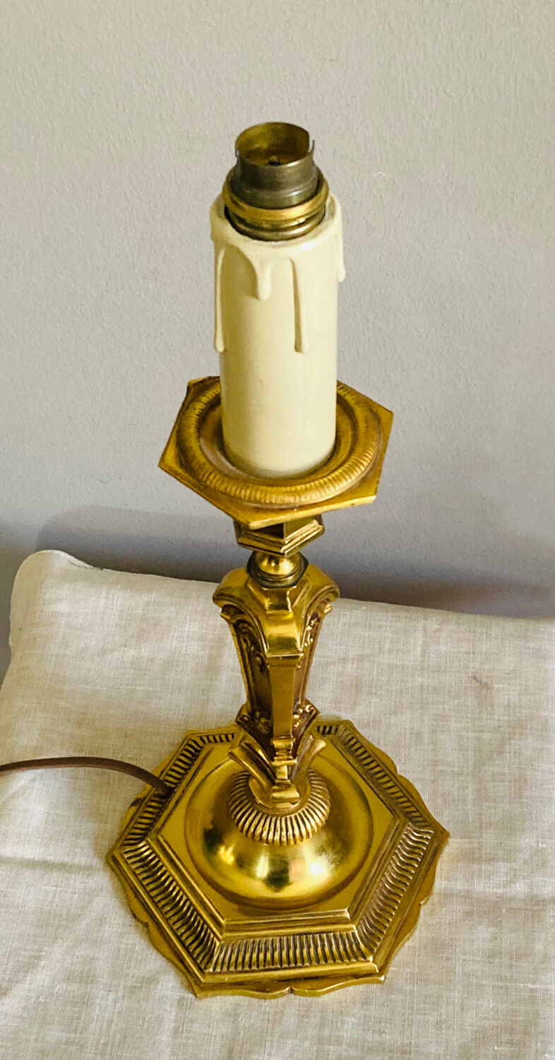Empire / Directoire living room lamp in gilded bronze, mid-20th century