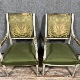 Paire de fauteuils style Louis XVI en bois laqué circa 1850 (B)
