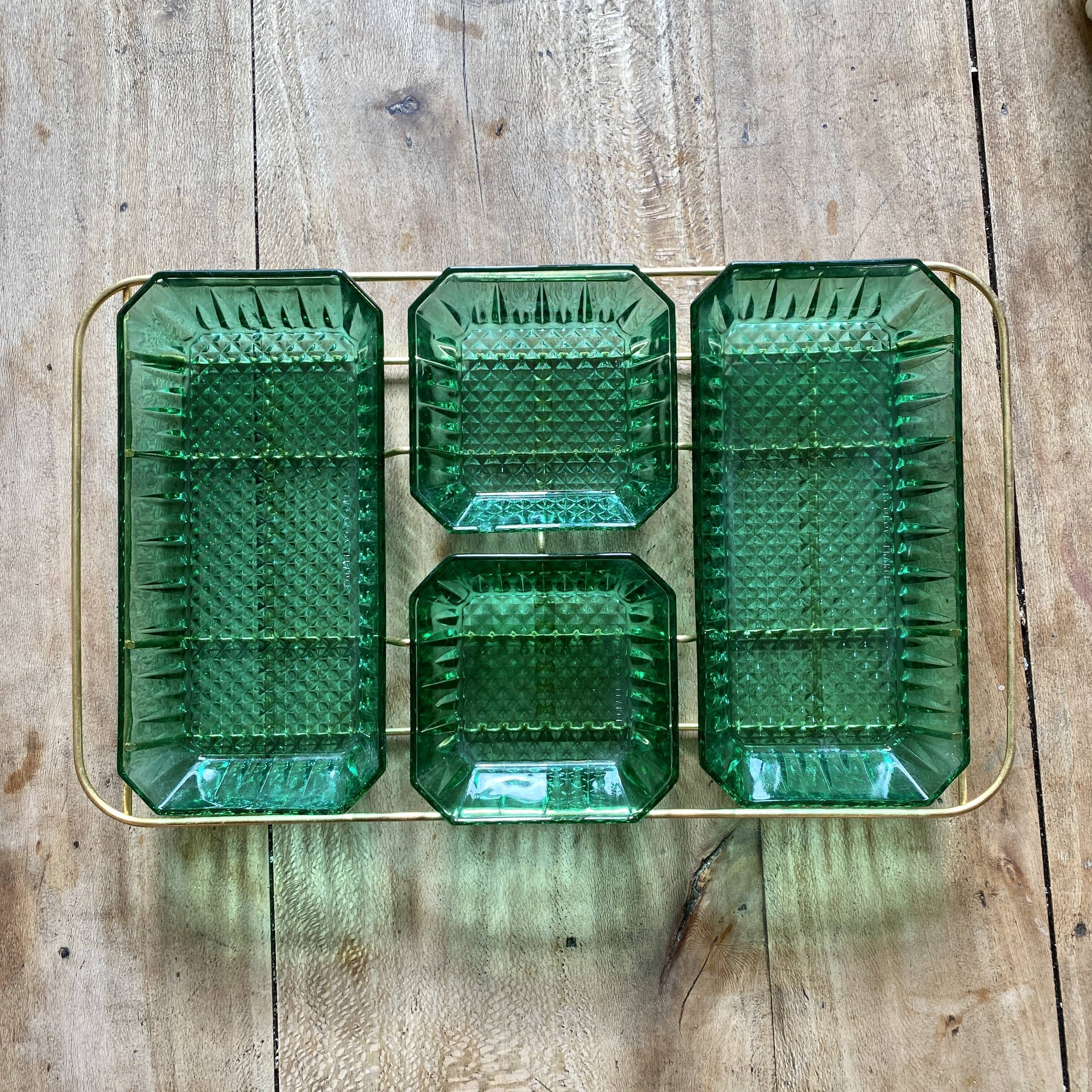 Vintage aperitif tray in glass and gilded metal