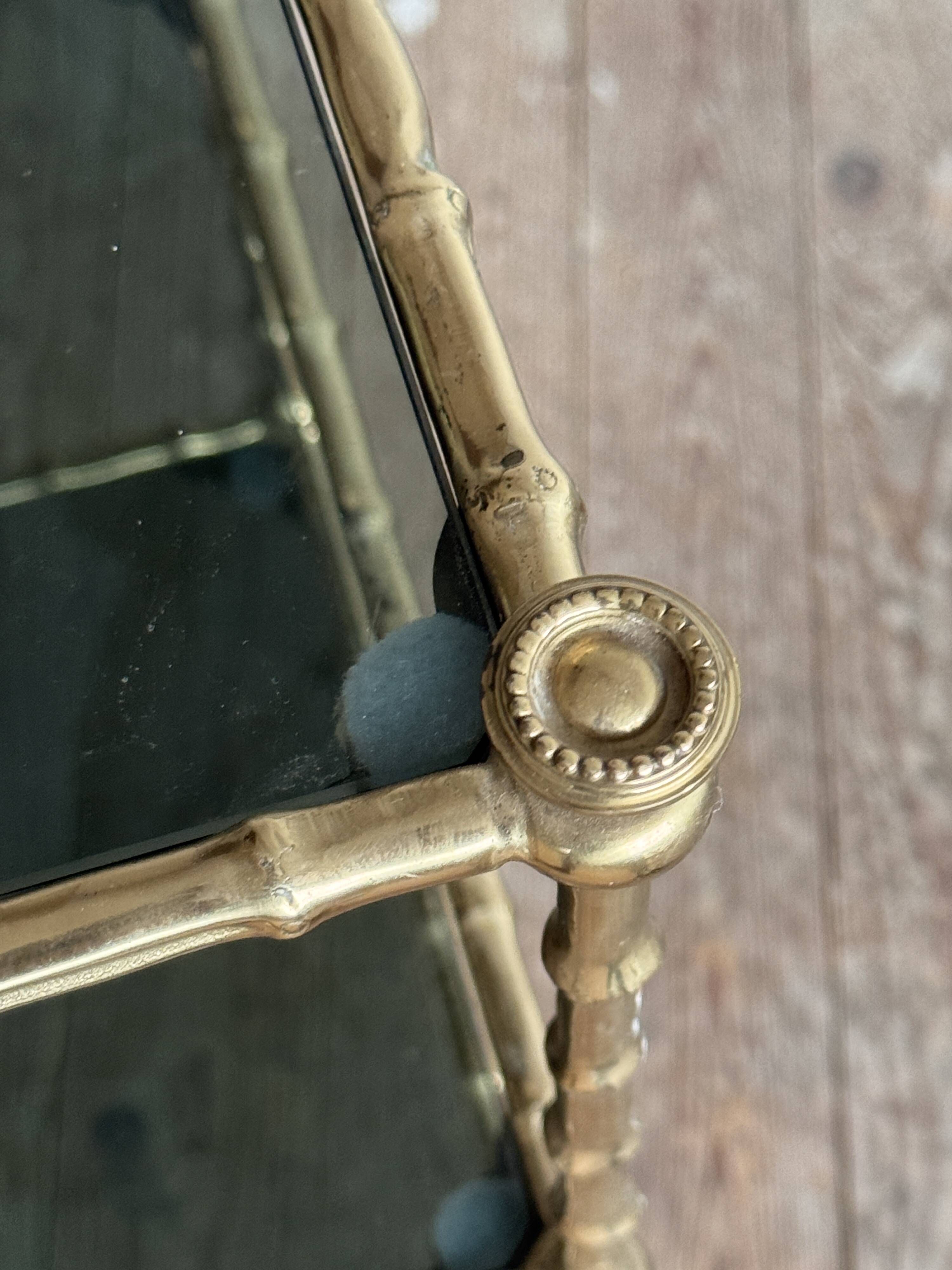 Three-tiered gilded brass bamboo selette by Maison Baguès
