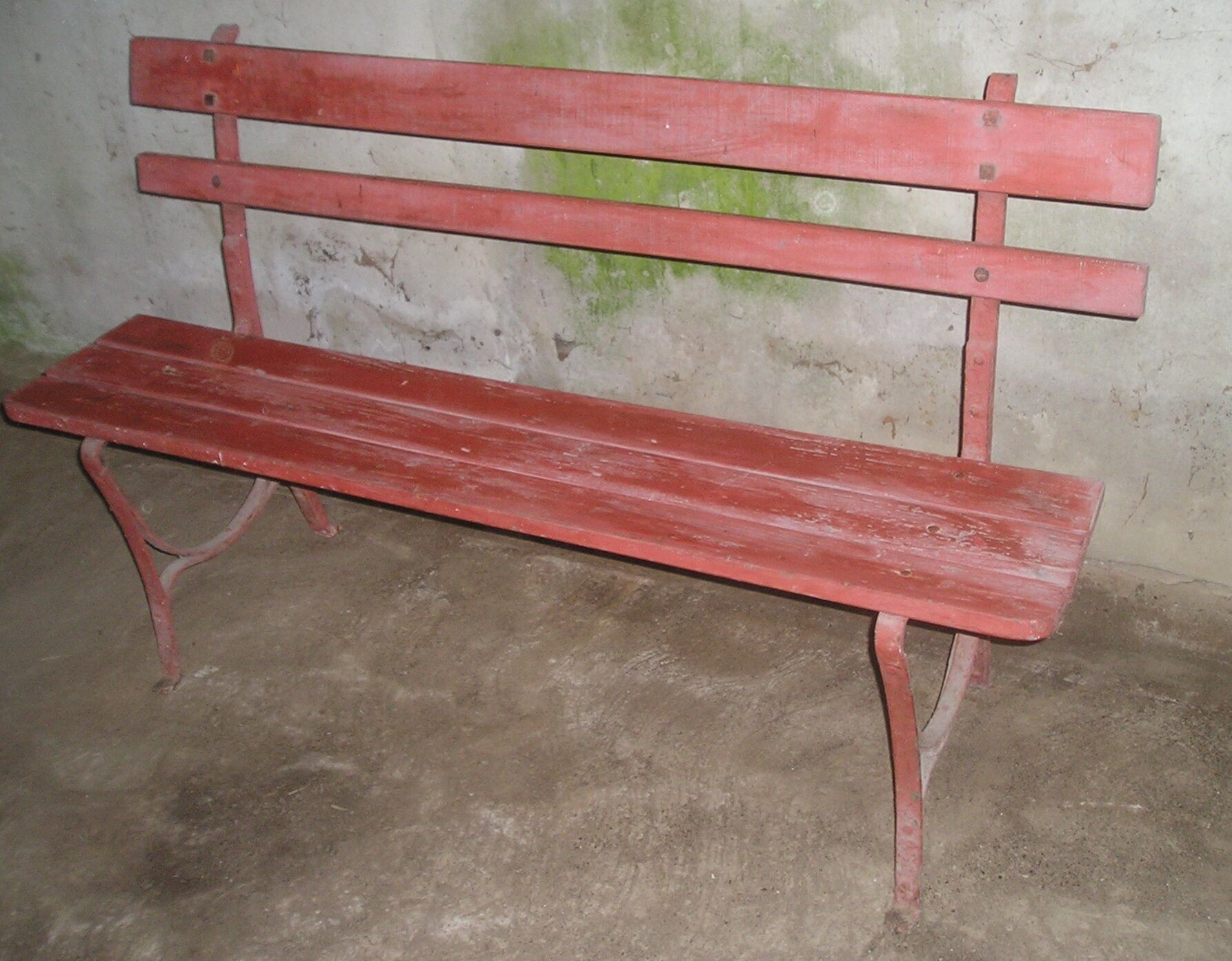 Garden bench wood metal early XXth "ox blood"