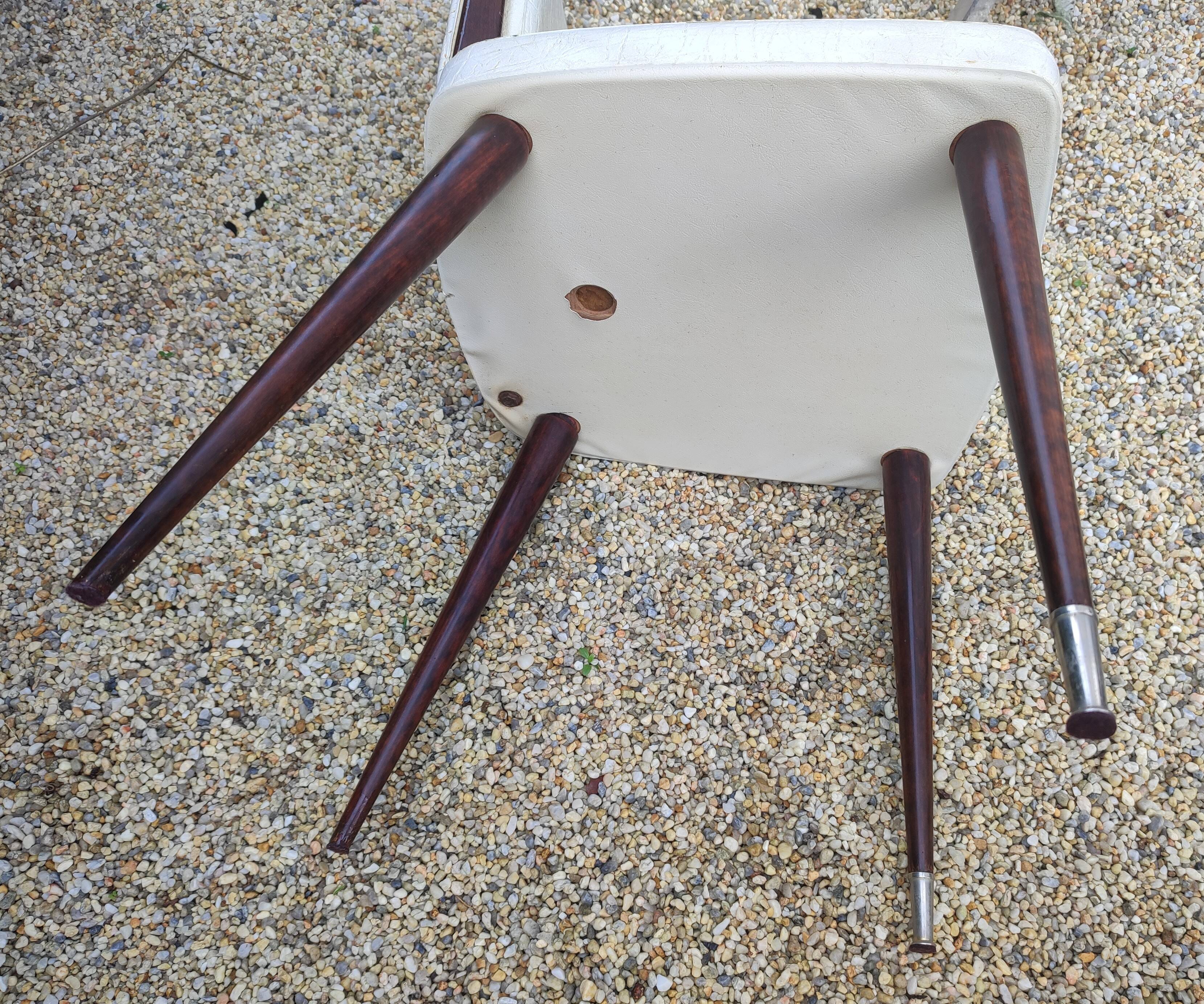 Set of 4 Vintage Mid-Century Modern Chairs with Tapered Legs and Metal Sabers -