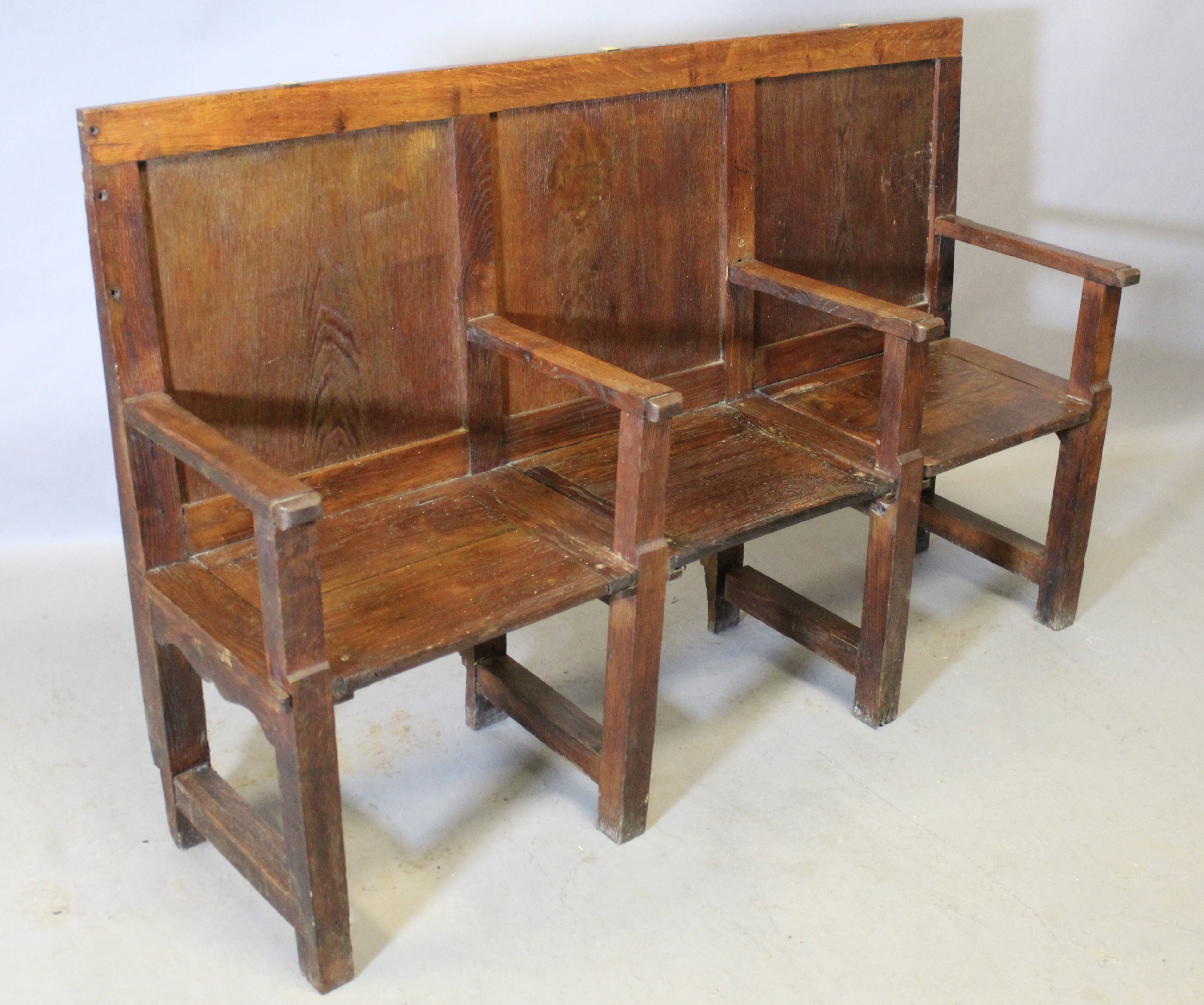 3-seater oak church pew