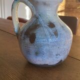 Old bulbous jug pottery vase glazed grey-blue stoneware vintage